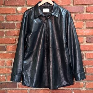 Aritzia Babaton women’s Pelli Black Faux 
Leather Shirt‎ Jacket size large